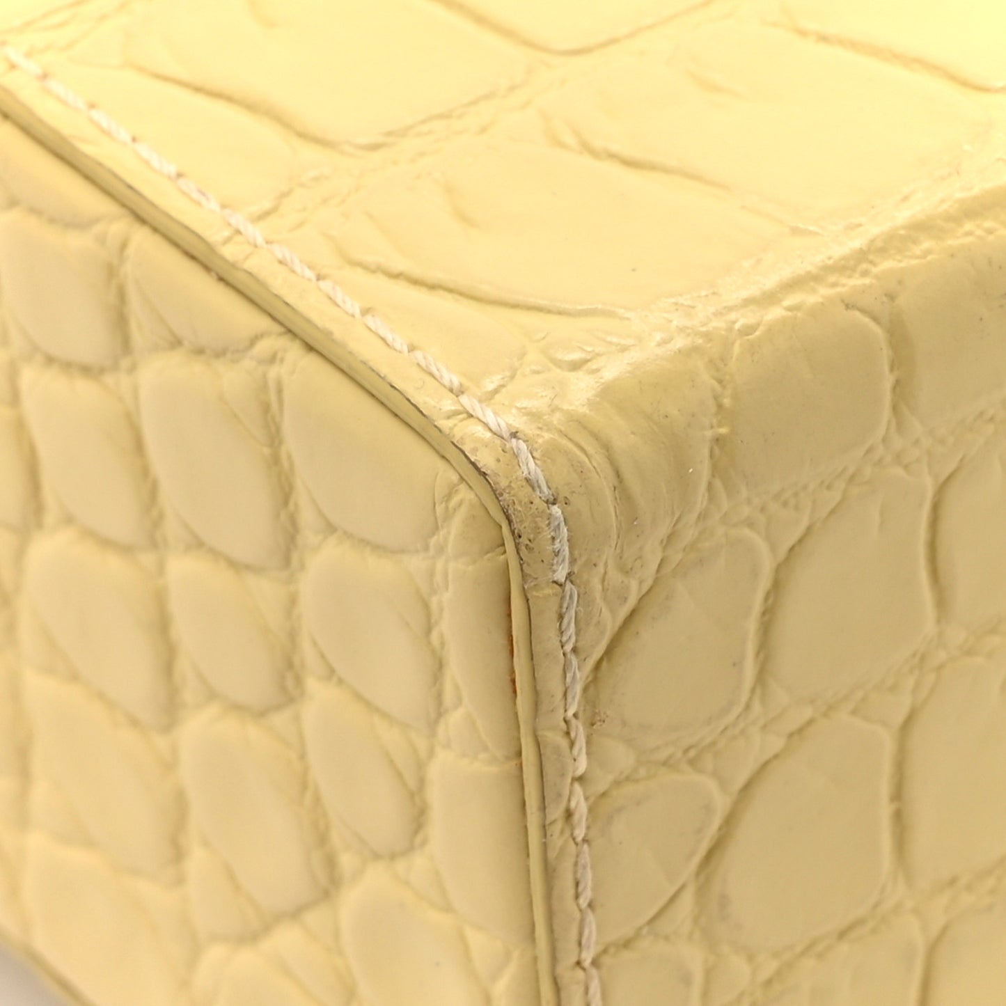 Calfskin Crocodile Embossed Daisey Box Clutch Yellow