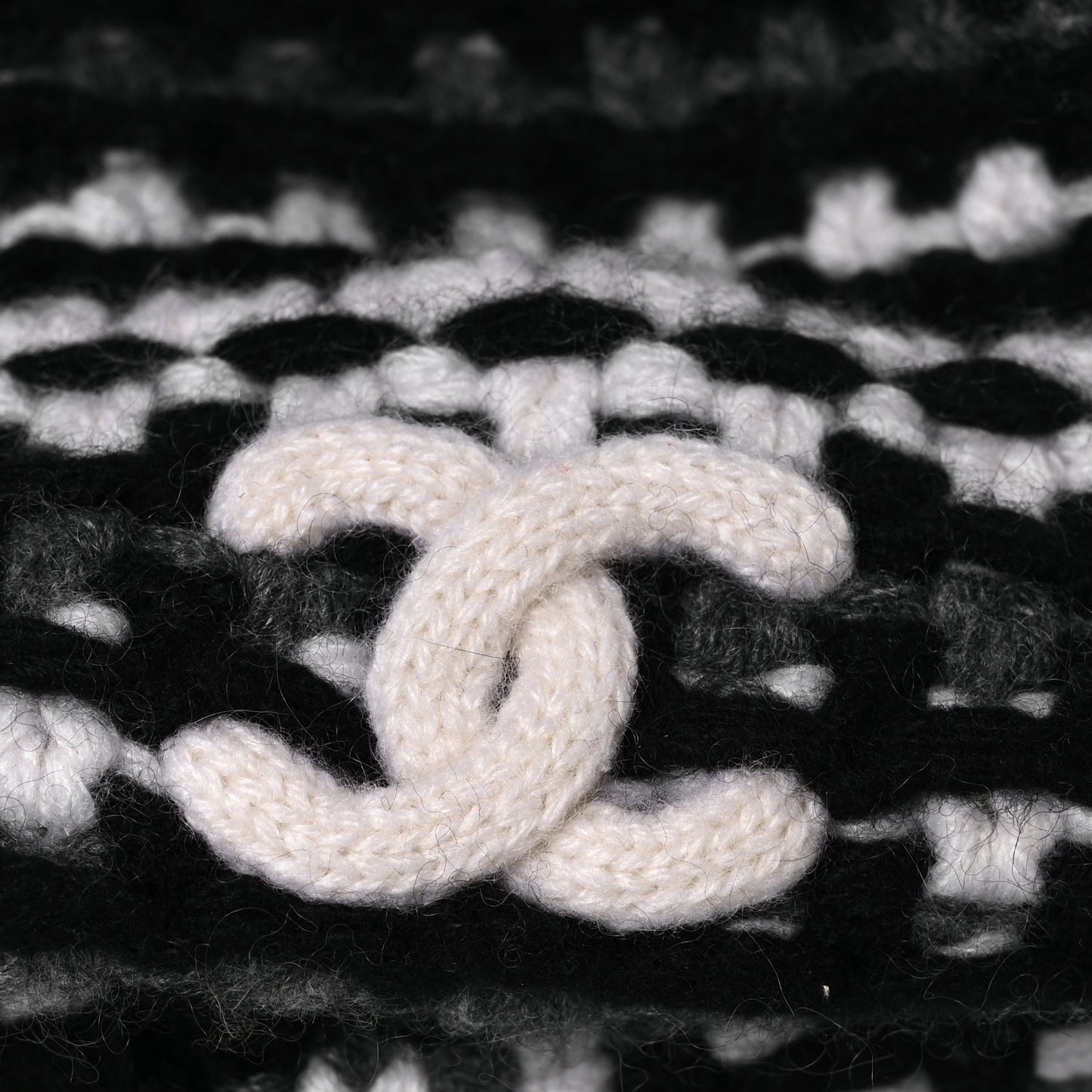 Cashmere CC Beanie Hat Black White Grey