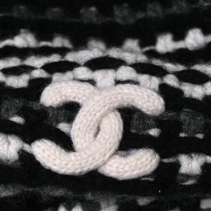 Chanel Cashmere CC Beanie Hat Black White Grey 6 of 6