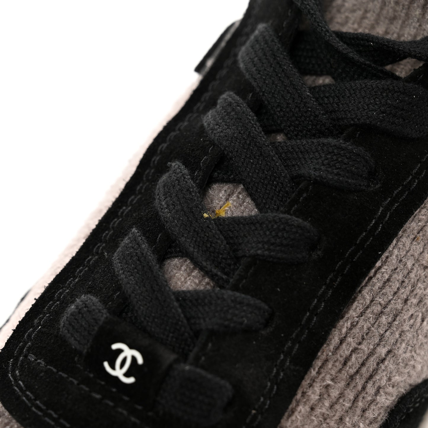 Fabric Suede Calfskin CC Sneakers 40 Grey Black