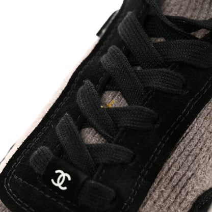 Chanel Fabric Suede Calfskin CC Sneakers 40 Grey Black 8 of 9