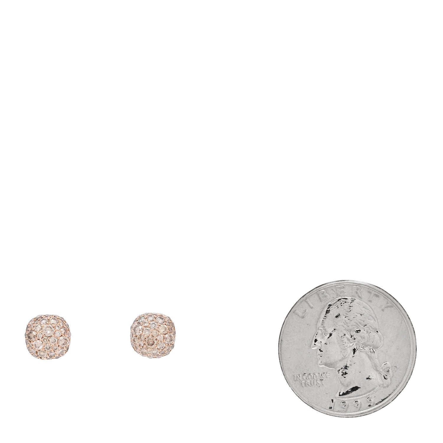 David Yurman 18K Rose Gold Cognac Diamond 8mm Cushion Stud Earrings 2 of 4