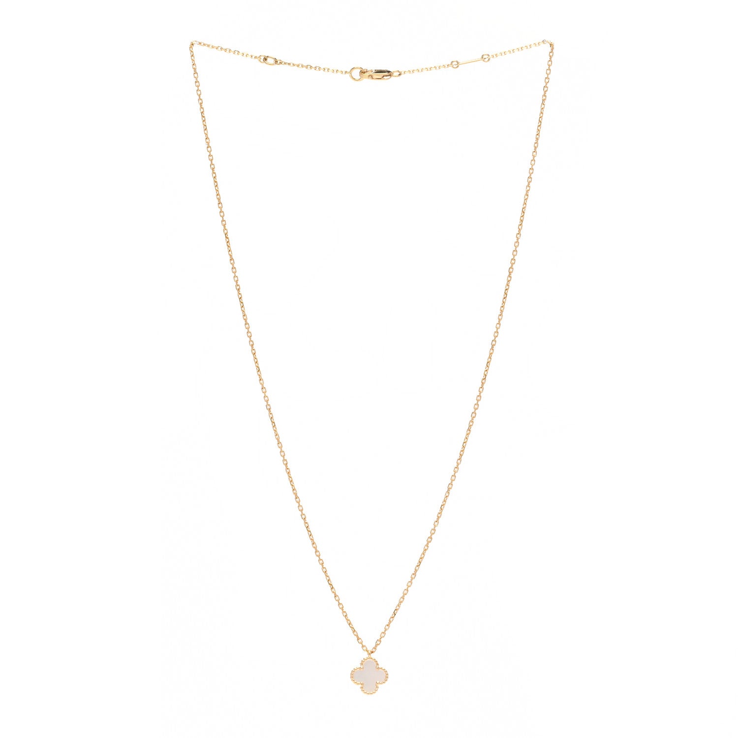 Van Cleef & Arpels 18K Yellow Gold Mother of Pearl Sweet Alhambra Pendant Necklace 3 of 6