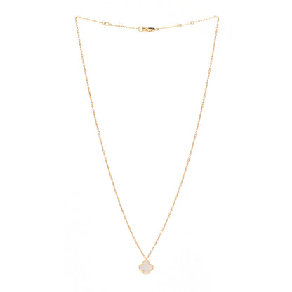 Van Cleef & Arpels 18K Yellow Gold Mother of Pearl Sweet Alhambra Pendant Necklace 3 of 6