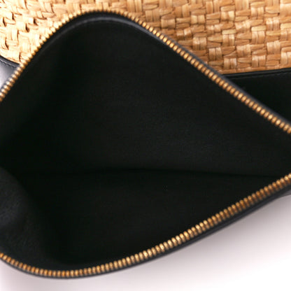 Salvatore Ferragamo Woven Raffia Calfskin The Studio Tote Beige Black 8 of 12