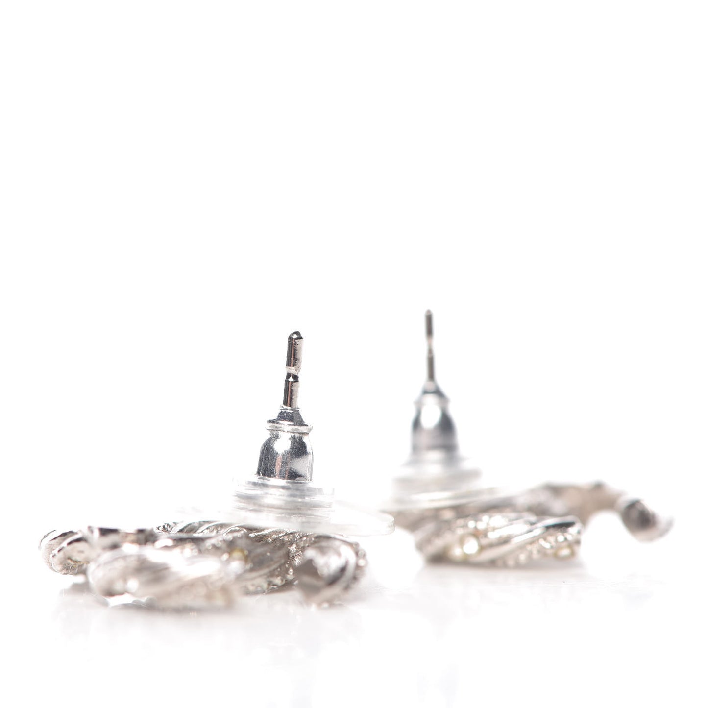 Crystal CC Twisted Earrings Silver