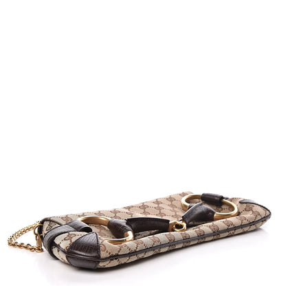 Gucci Monogram Horsebit Clutch Dark Brown 4 of 11
