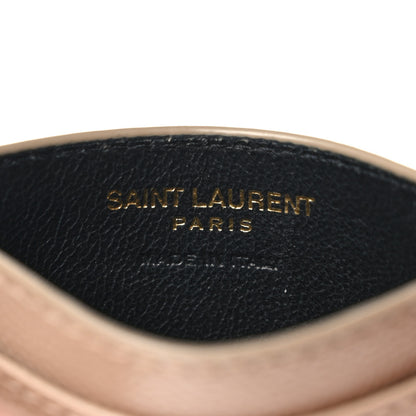 Saint Laurent Grain De Poudre Matelasse Chevron Monogram Credit Card Case Cork 5 of 6