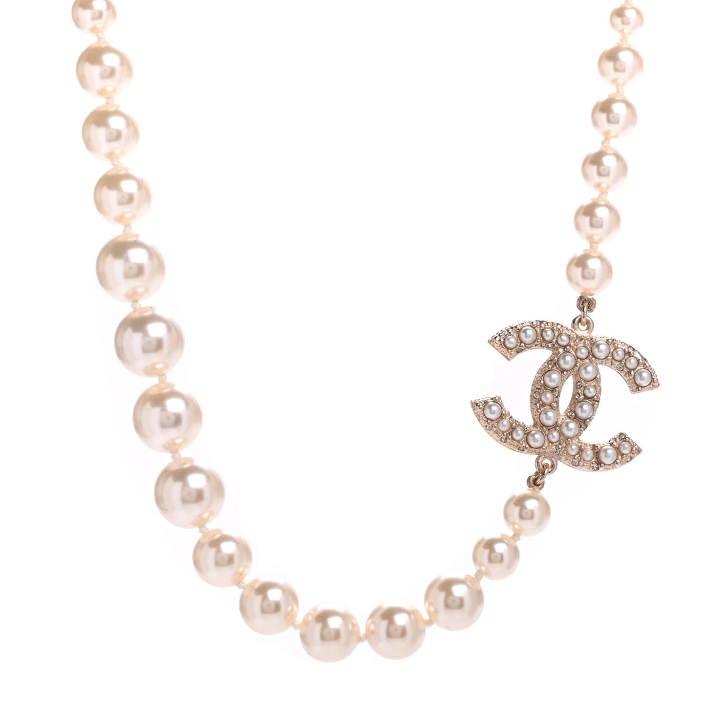 Pearl CC 100th Anniversary Necklace Light Gold