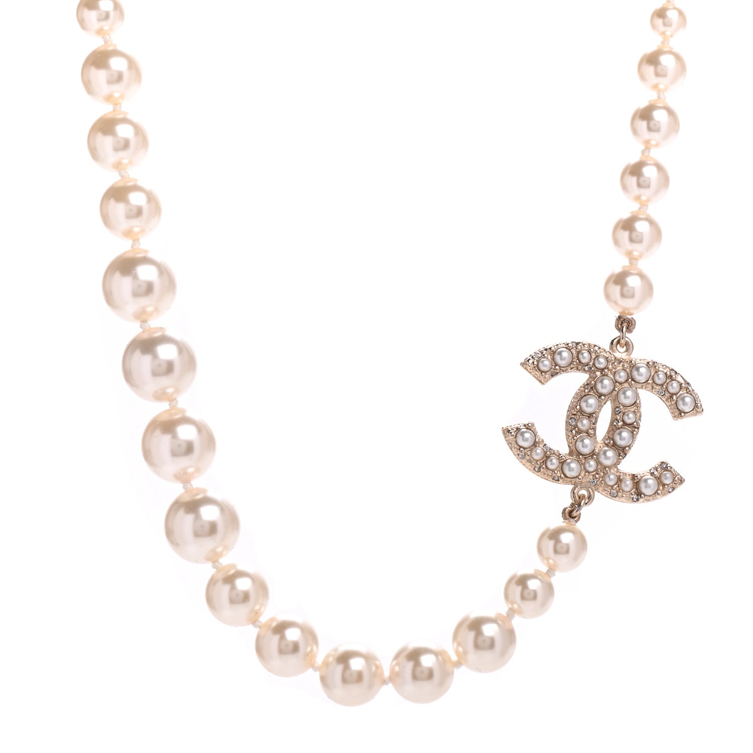 Chanel Pearl CC 100th Anniversary Necklace Light Gold 1 of 5