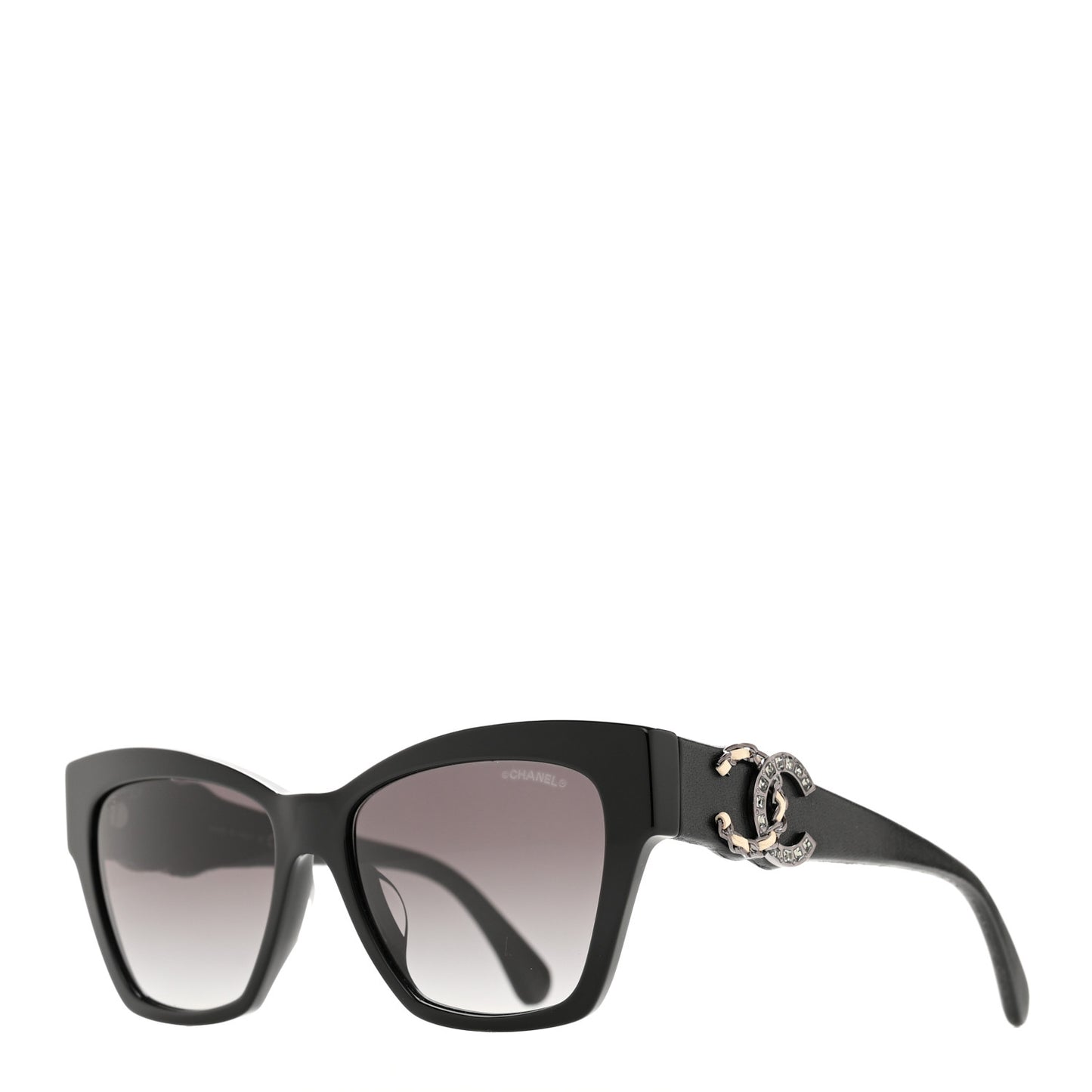 Acetate Square Cat Eye CC Sunglasses 5456-Q-A Black