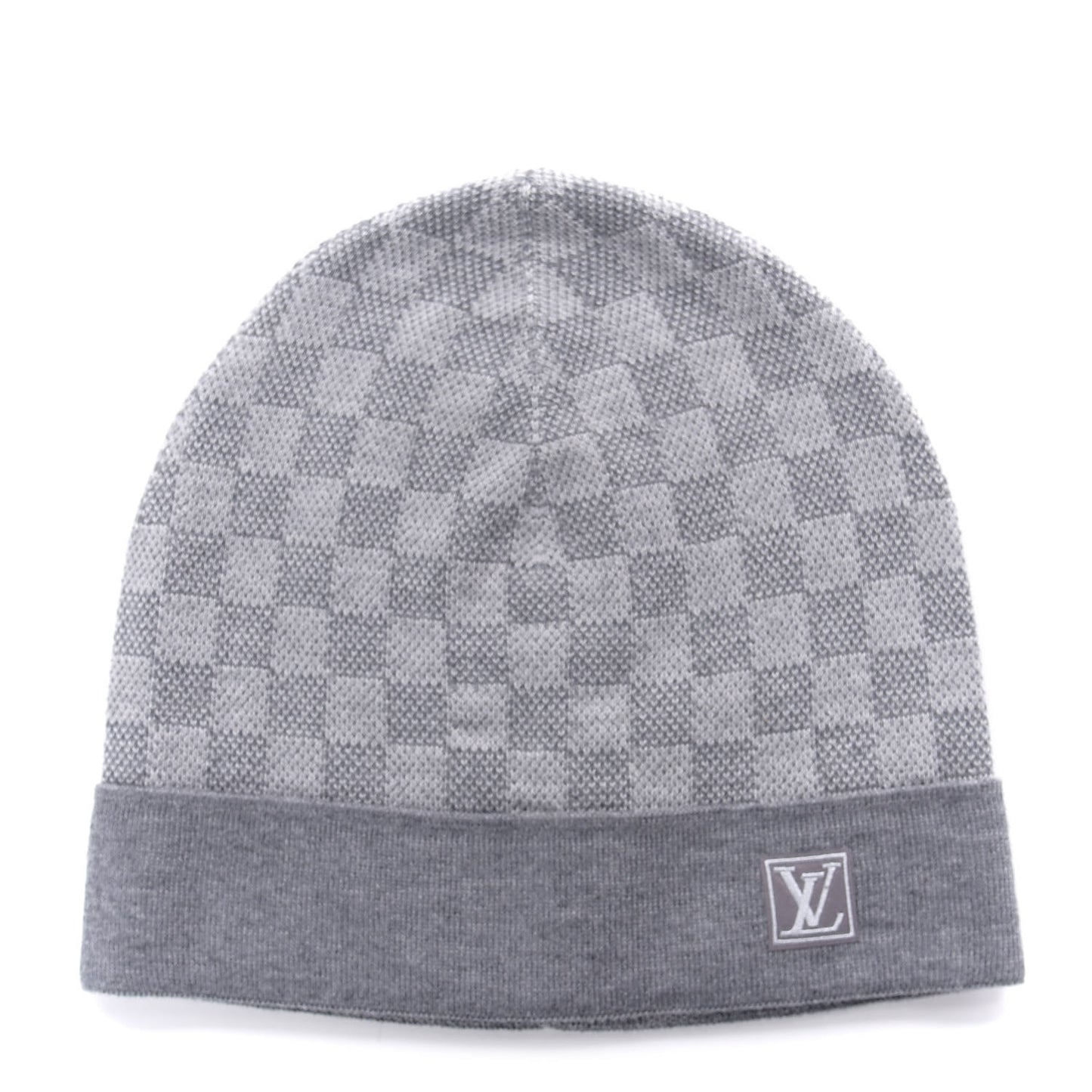 Wool Bonnet Petit Damier Beanie Hat Grey