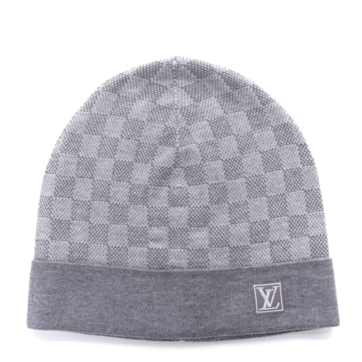 Louis Vuitton Wool Bonnet Petit Damier Beanie Hat Grey 1 of 4