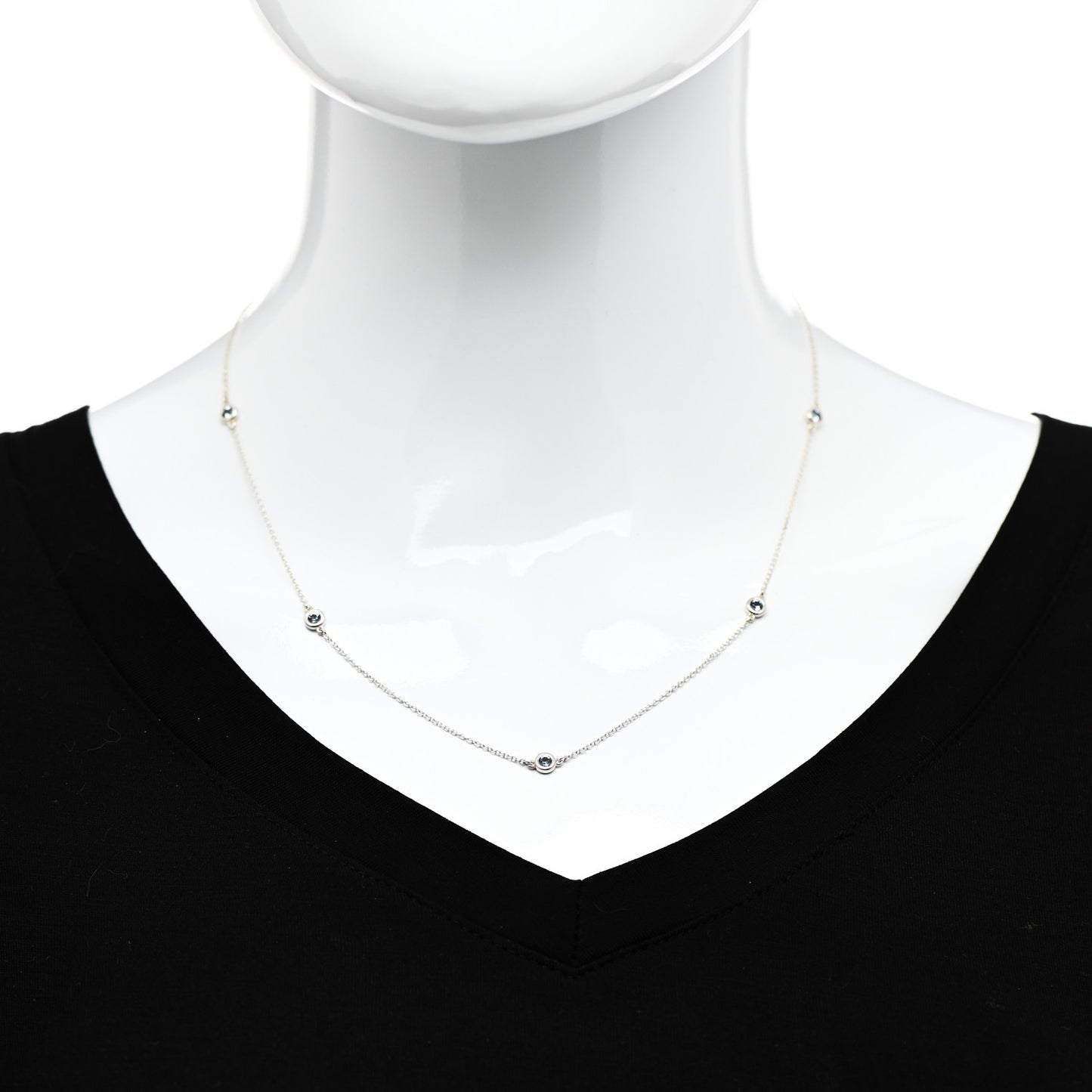 Sterling Silver Aquamarine Elsa Peretti Color By The Yard 5 Station Necklace