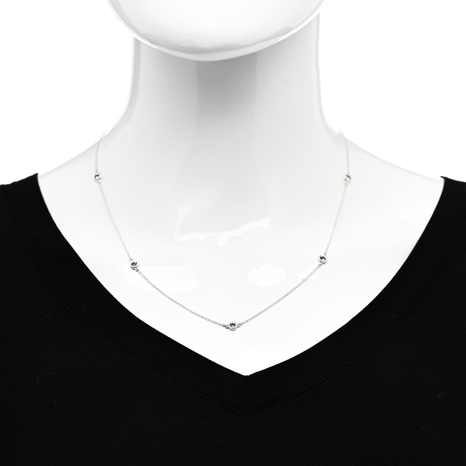 Tiffany Sterling Silver Aquamarine Elsa Peretti Color By The Yard 5 Station Necklace 2 of 6
