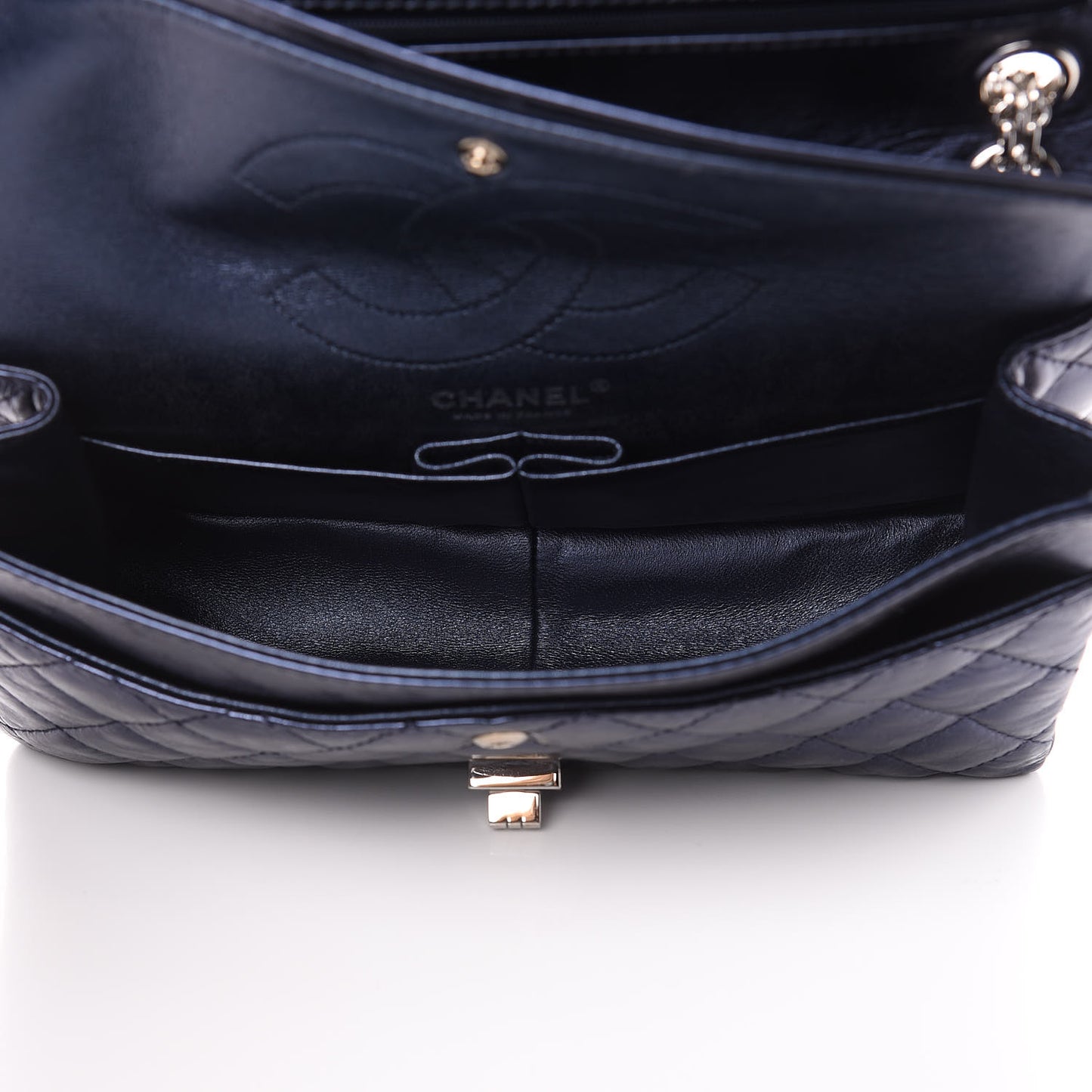 Metallic Calfskin Quilted 2.55 Reissue 226 Flap Dark Navy Blue