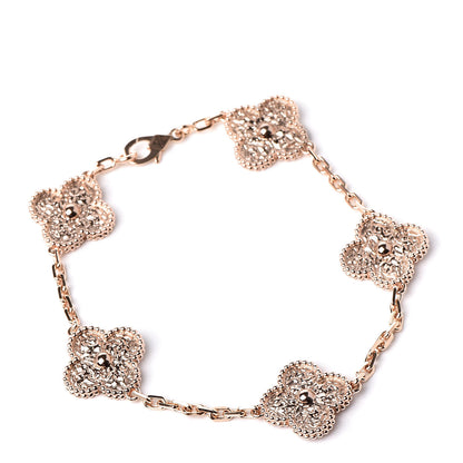 Van Cleef & Arpels 18K Rose Gold 5 Motifs Vintage Alhambra Bracelet 1 of 5
