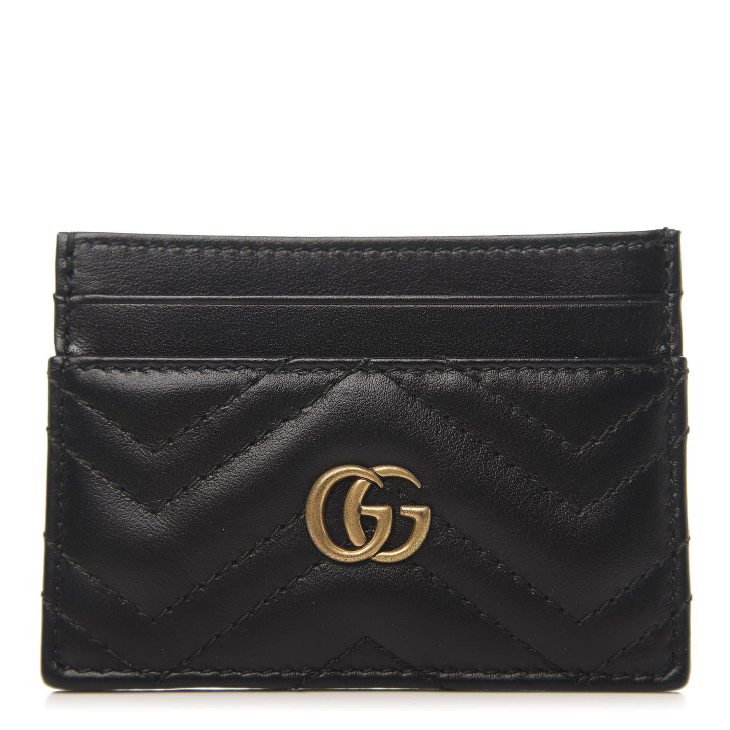 Calfskin Matelasse GG Marmont Card Holder Black
