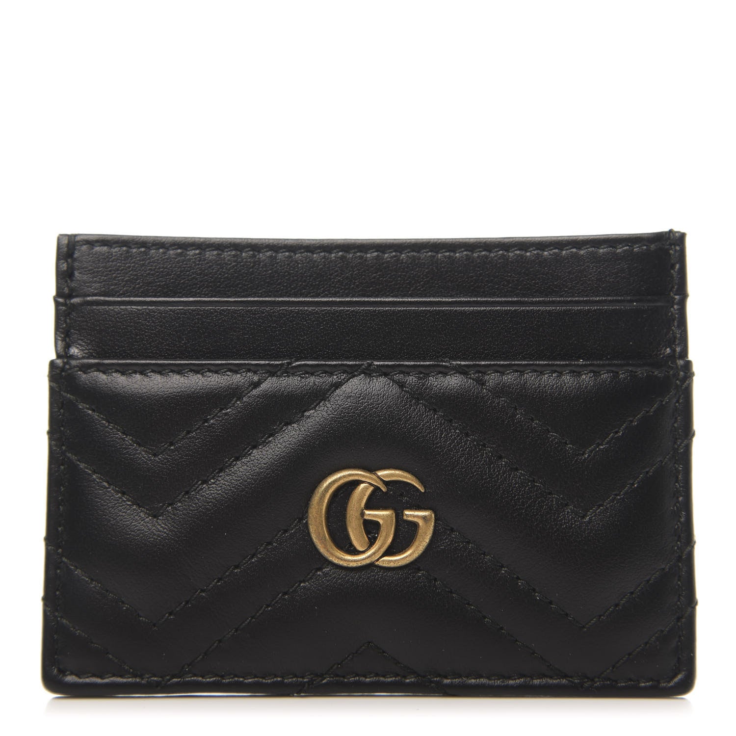 Gucci Calfskin Matelasse GG Marmont Card Holder Black 1 of 7