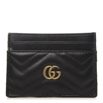 Gucci Calfskin Matelasse GG Marmont Card Holder Black 1 of 7