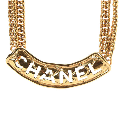 Chanel Chain Quilted Logo Short Necklace Gold 4 of 6
