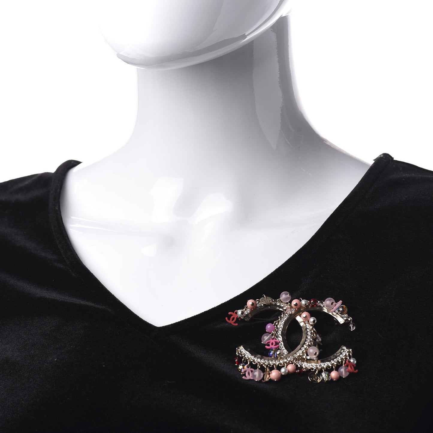 Crystal CC Charms Brooch Gold Pink