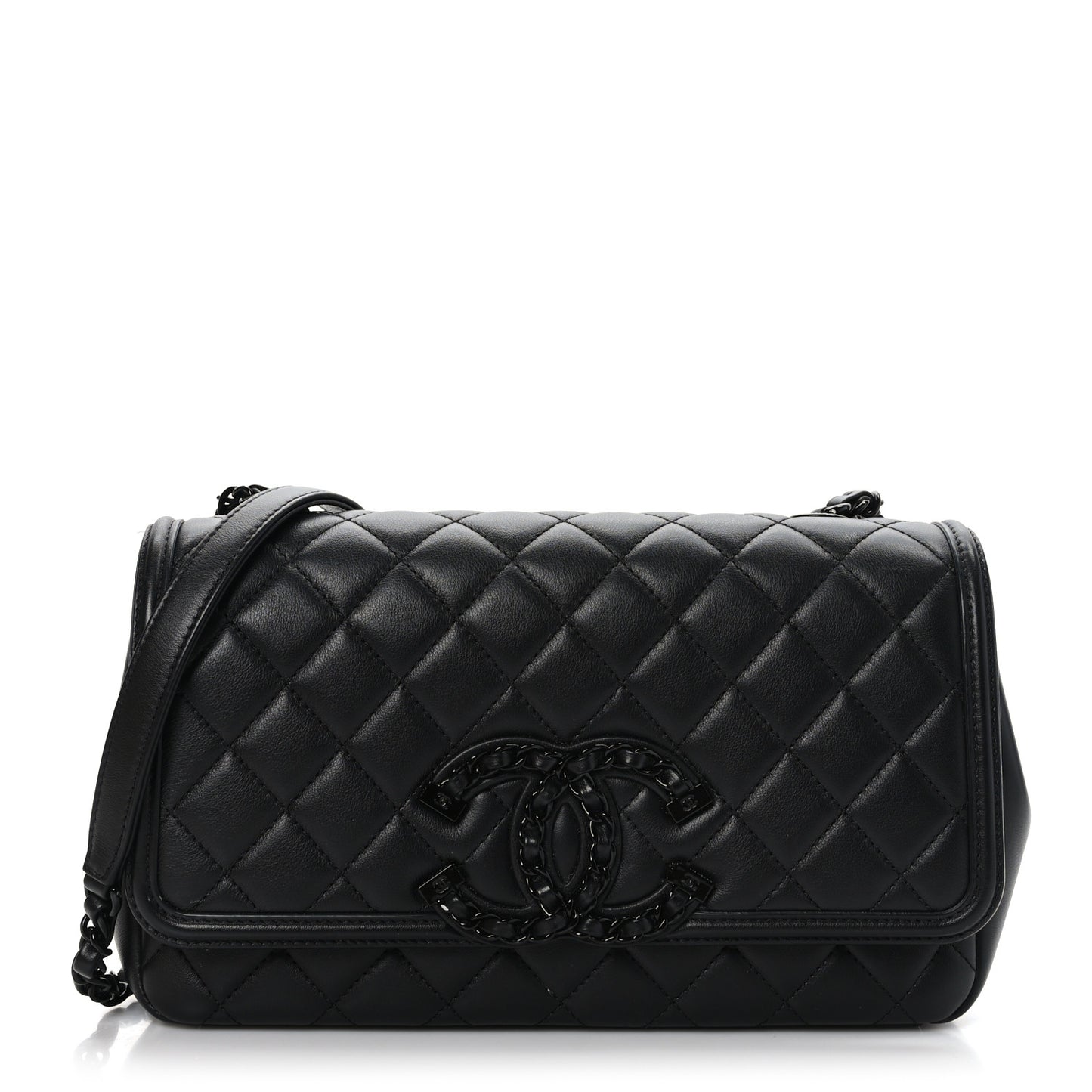 Lambskin Quilted Medium CC Filigree Flap Black