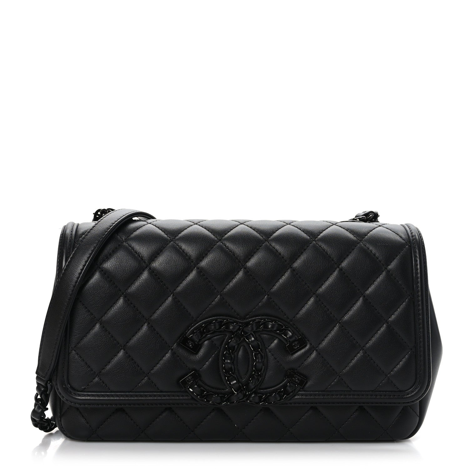 Chanel Lambskin Quilted Medium CC Filigree Flap Black 1 of 10
