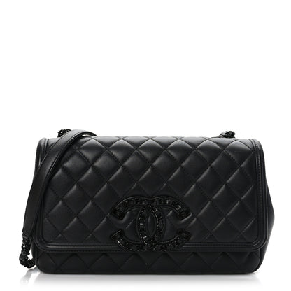 Chanel Lambskin Quilted Medium CC Filigree Flap Black 1 of 10