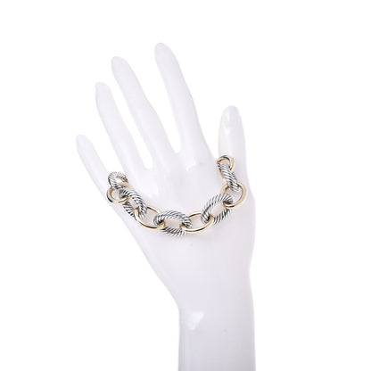 David Yurman Sterling Silver 18K Yellow Gold 17mm Extra Large Oval Link Bracelet 2 of 5