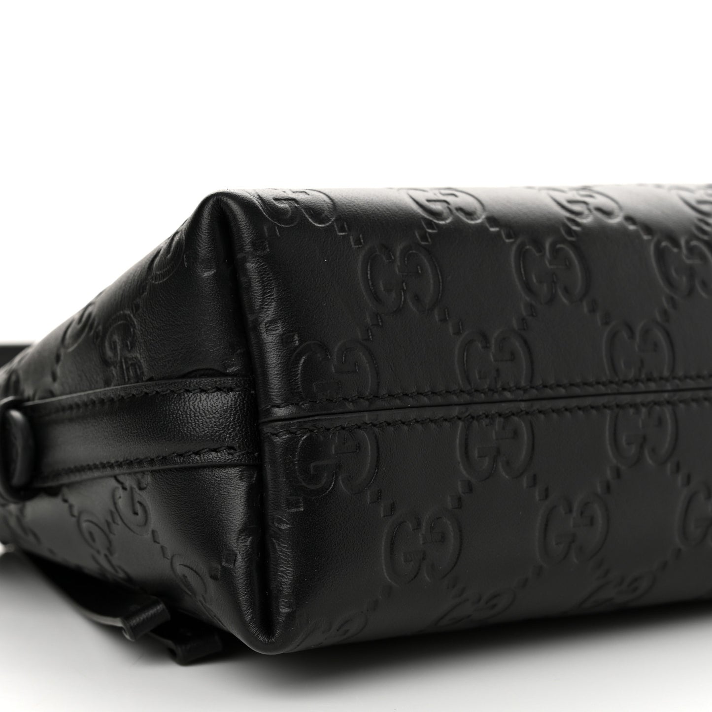 GG Calfskin Embossed Emblem Small Shoulder Bag Black