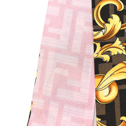 Fendi X VERSACE Silk FF Baroque Fendace Wrappy Scarf Rosa Tabacco 3 of 3