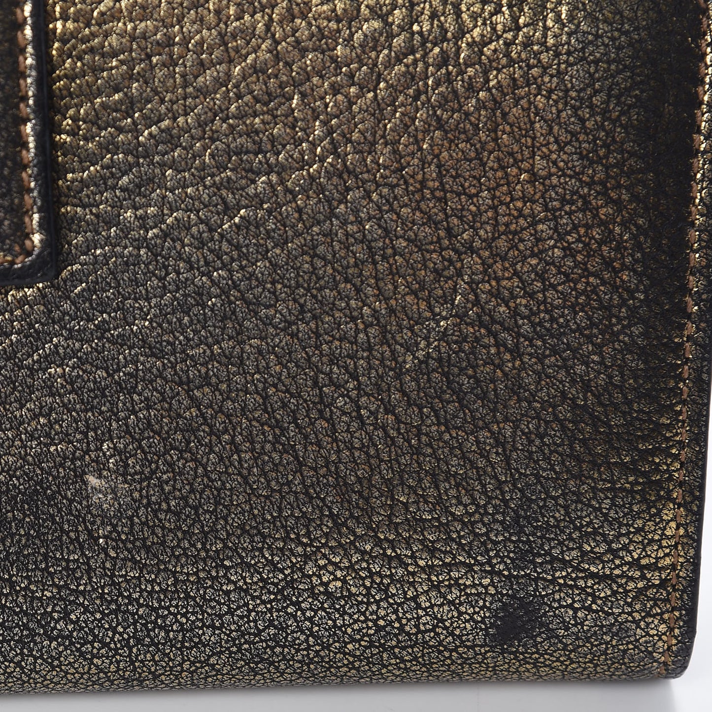 Metallic Calfskin Skull Continental Wallet Antique Gold