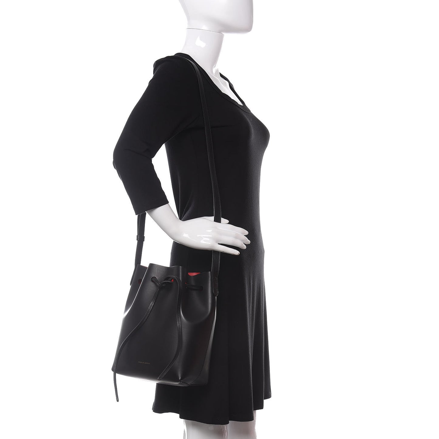 Calfskin Mini Bucket Bag Black Flamma