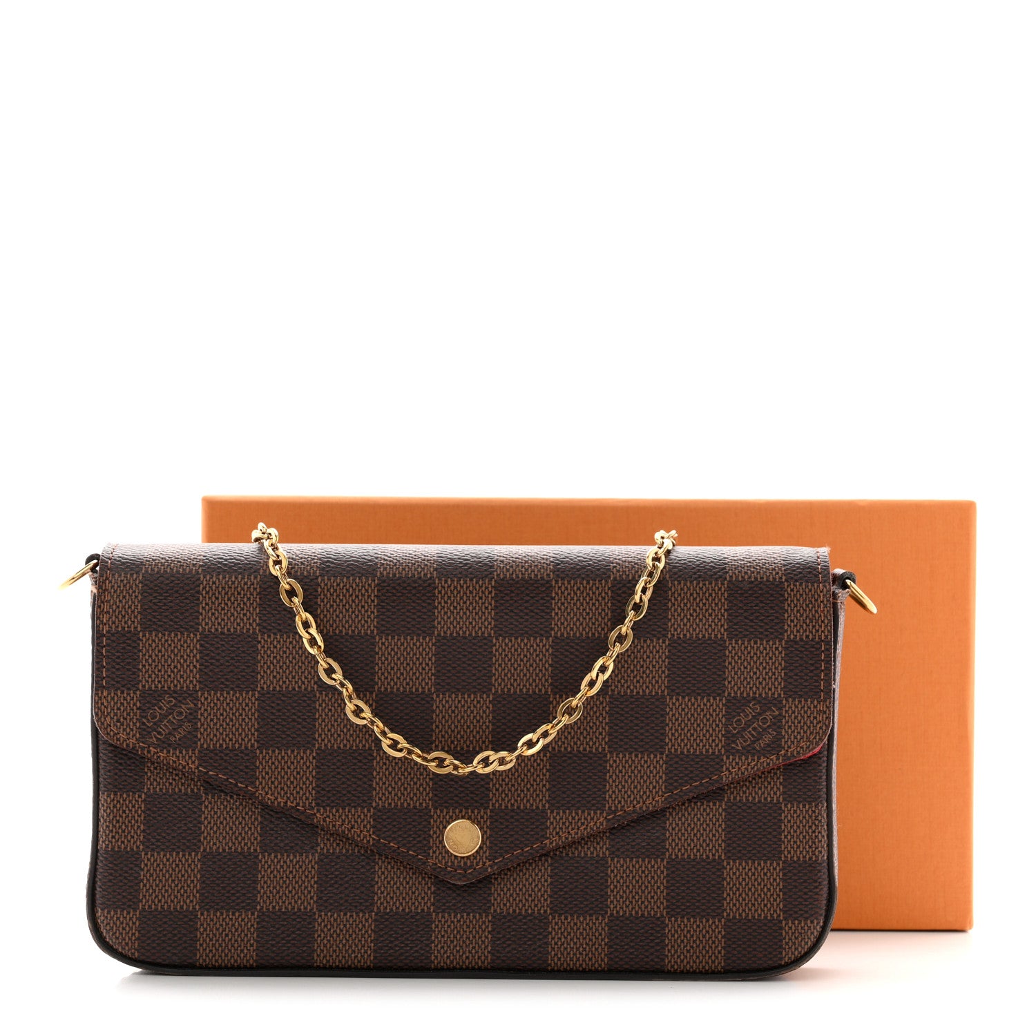 Louis Vuitton Damier Ebene Pochette Felicie Chain Wallet 12 of 12