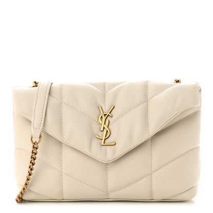 Saint Laurent Lambskin Quilted Toy Loulou Puffer Monogram Chain Satchel Crema Soft 1 of 11