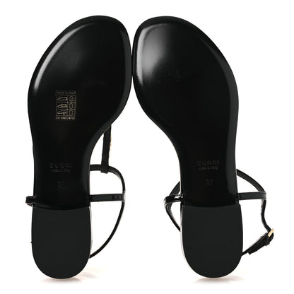 Gucci Patent Signoria Thong Sandals 37 Black 7 of 10