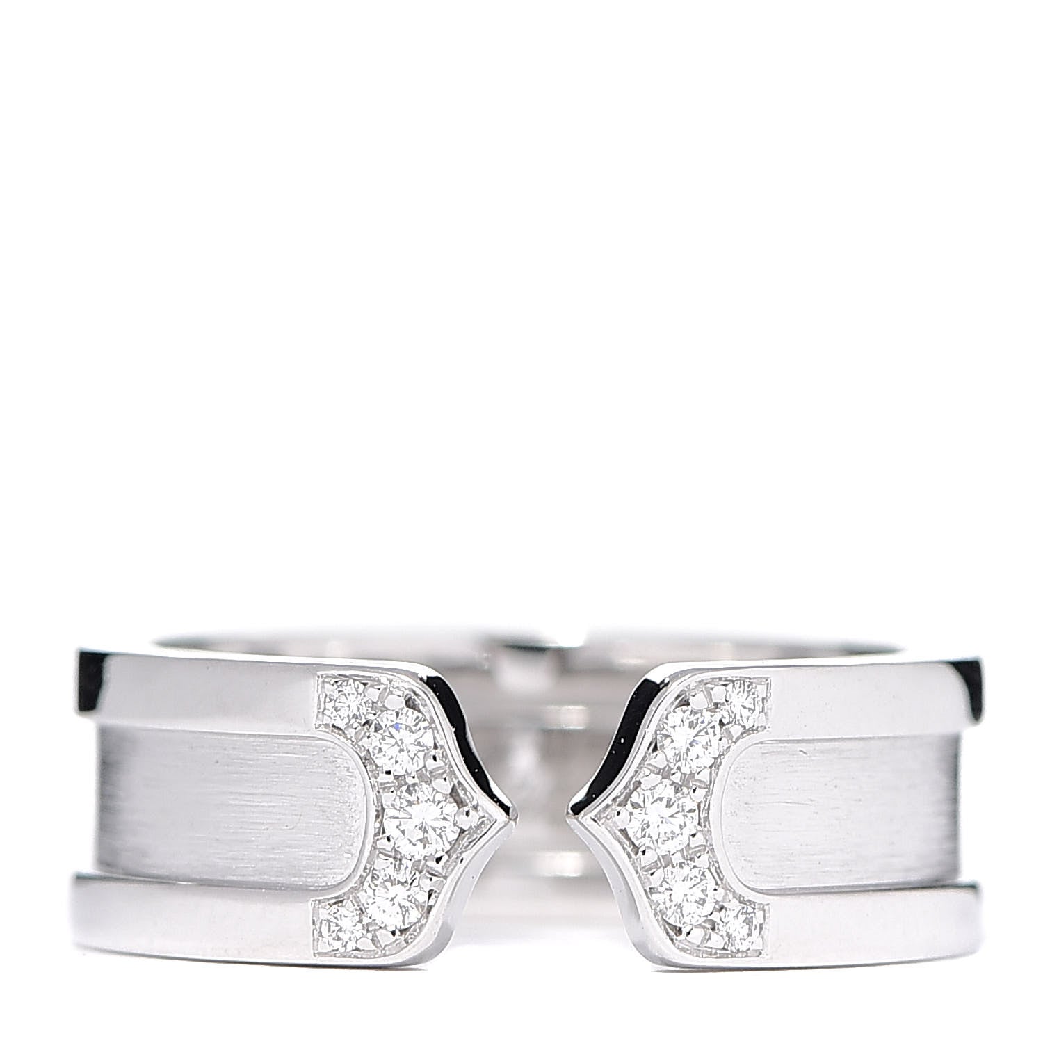 Cartier 18K White Gold Diamond 6.5mm Logo De Ring 51 5.75 1 of 6