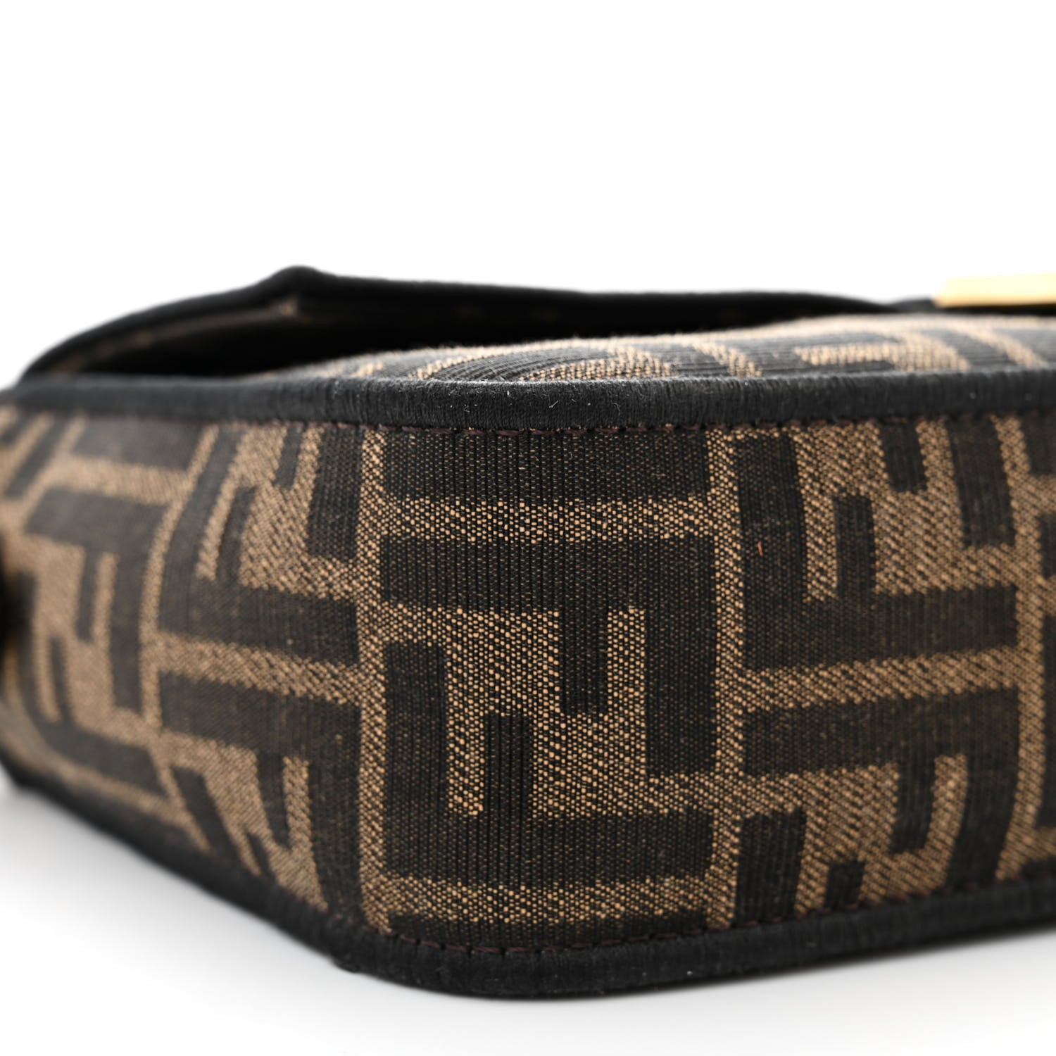 Fendi Fabric Jacquard FF 1974 Medium Baguette Tobacco Moro Black 9 of 10