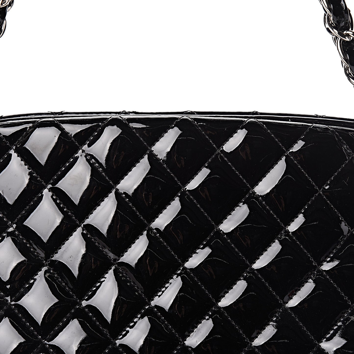 Patent Quilted Large Just Mademoiselle Bowling Bag Black