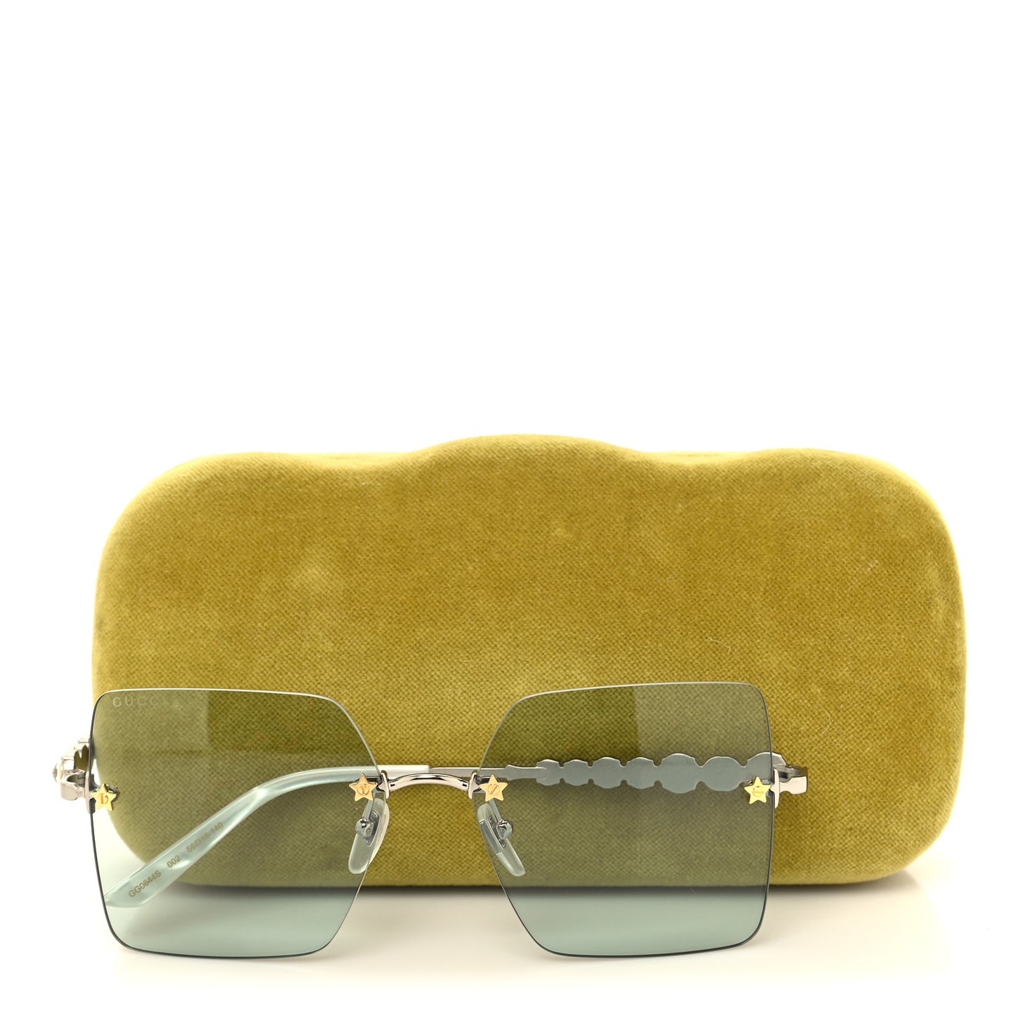 Crystal Metal Sunglasses GG0644S Blue Silver