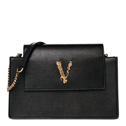 Versace Saffiano Virtus Small Shoulder Bag Black 1 of 7