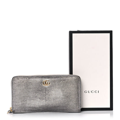 Gucci Laminated Lizard GG Marmont Zip-Around Wallet Silver 13 of 13