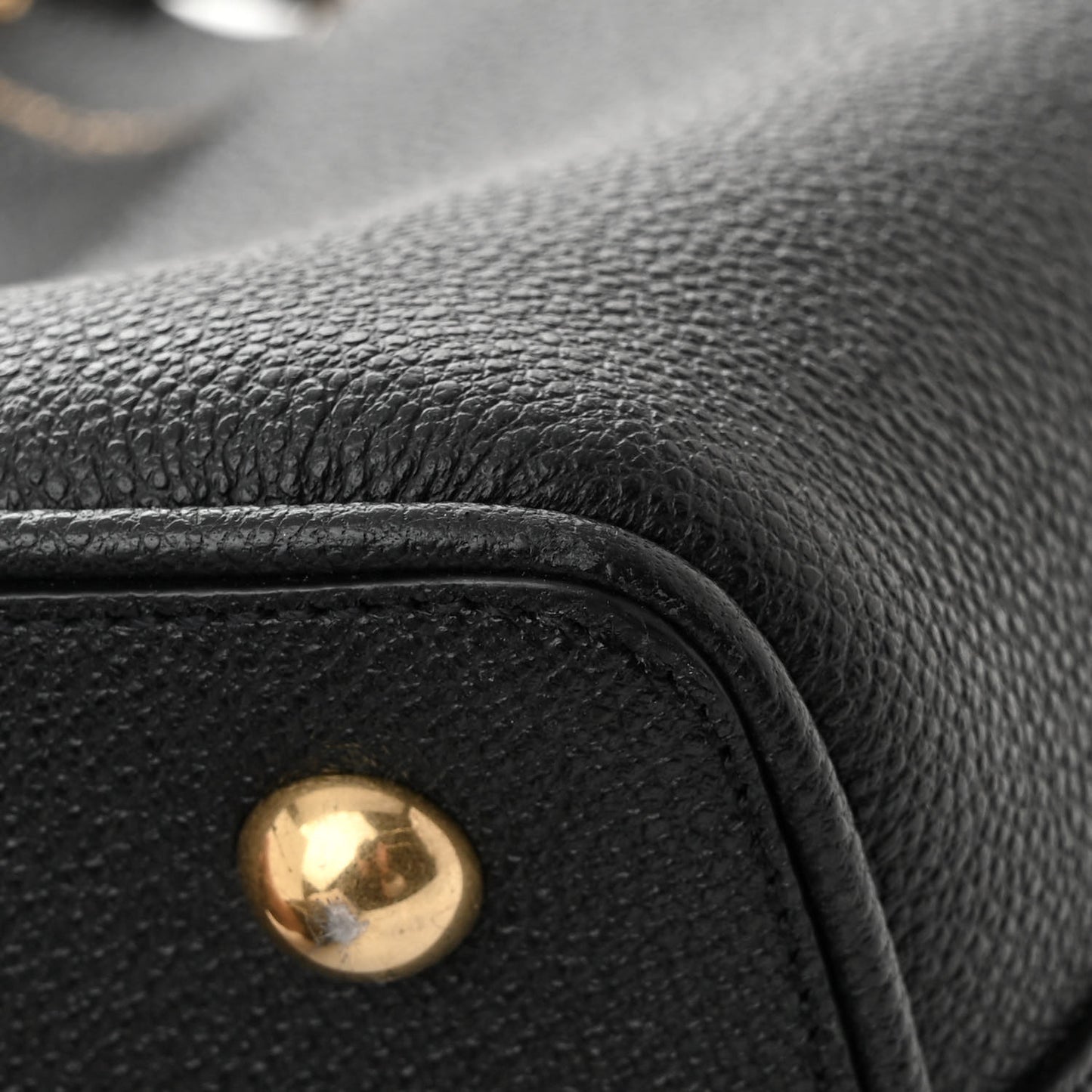 Grained Calfskin Medium Emmanuelle Bucket Bag Black