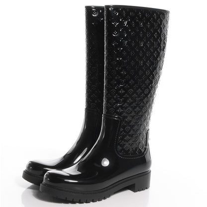 Louis Vuitton Rubber Embossed Monogram Splash Rain Boots 41 Black 3 of 7