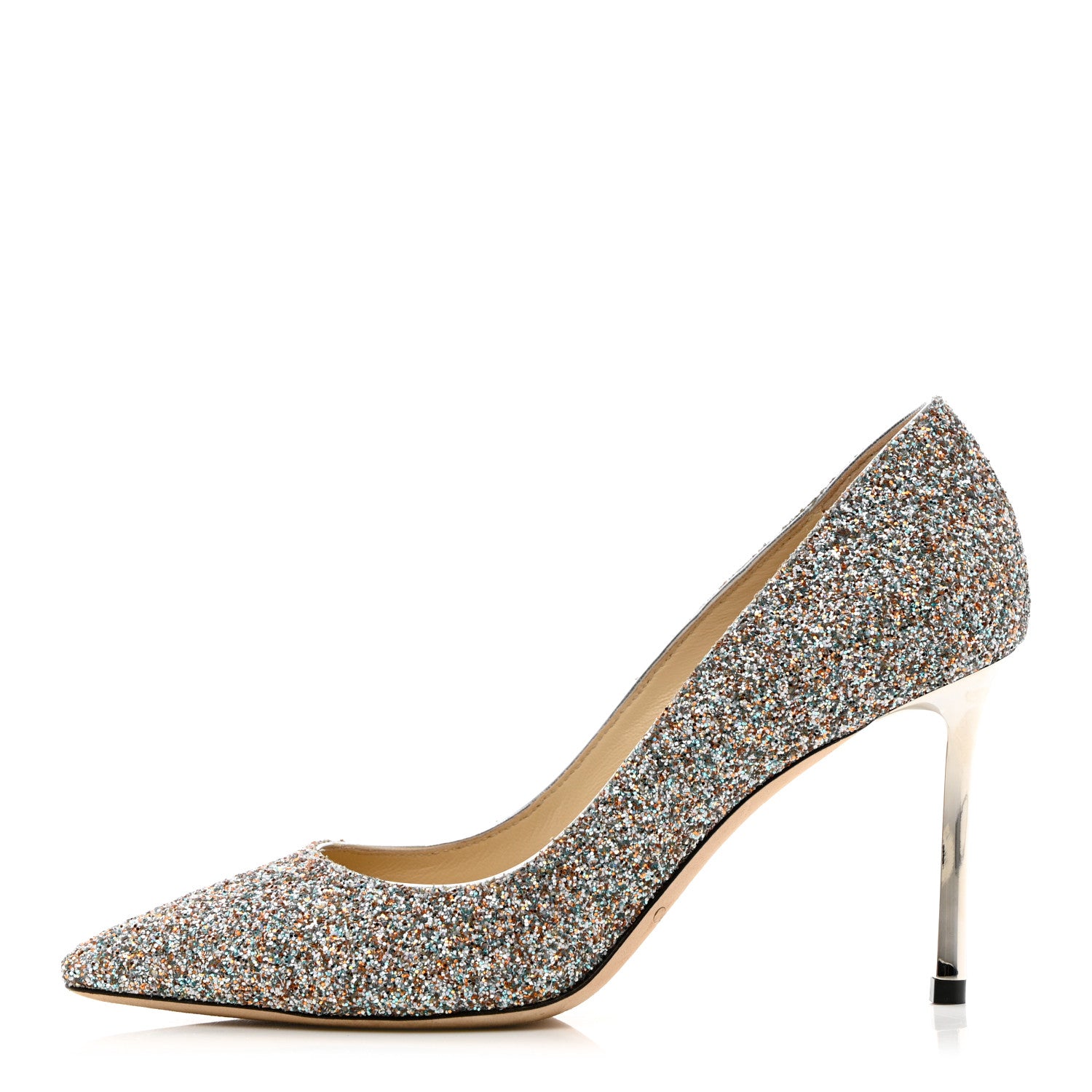 Jimmy Choo Glitter Pointy Toe Romy 85 Pumps 36 Silver Multicolor 1 of 10