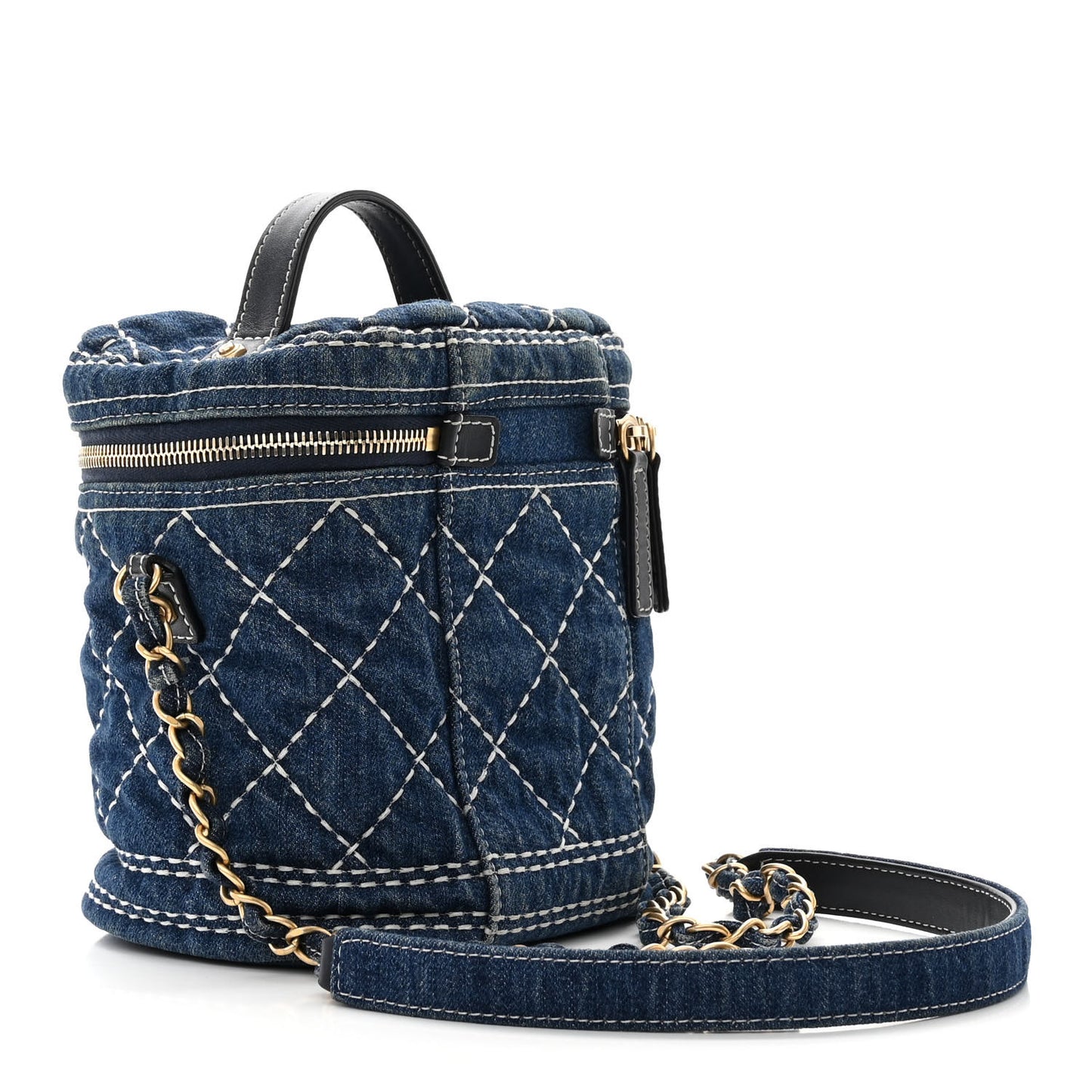 Denim Quilted Denim Trip Vanity Cosmetic Case Blue