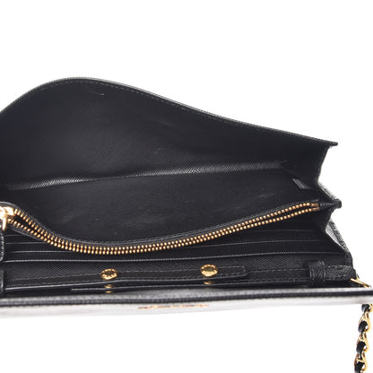Prada Saffiano Metal Oro Chain Wallet Nero Black 5 of 9