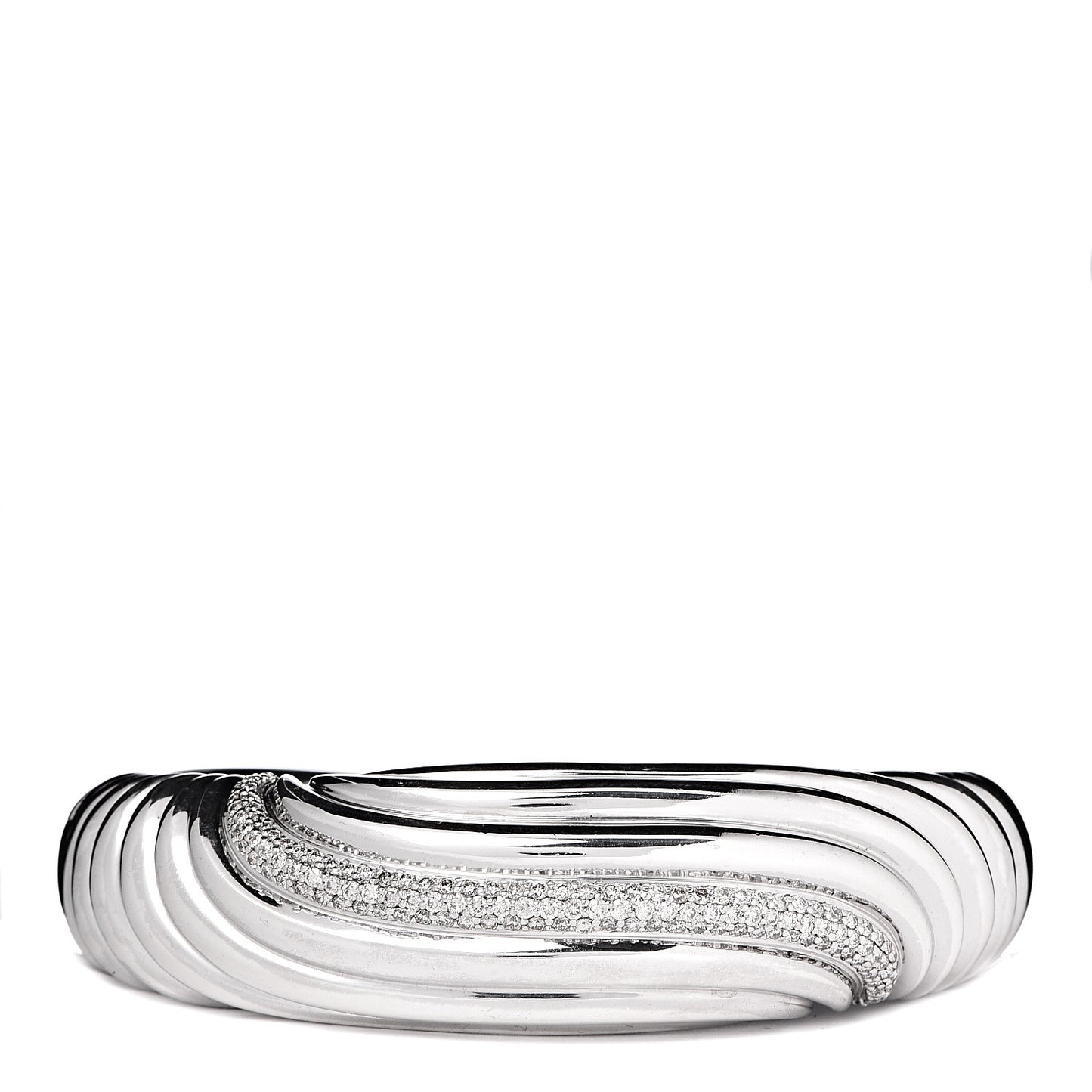 Sterling Silver Diamond Hinge Cuff Bracelet