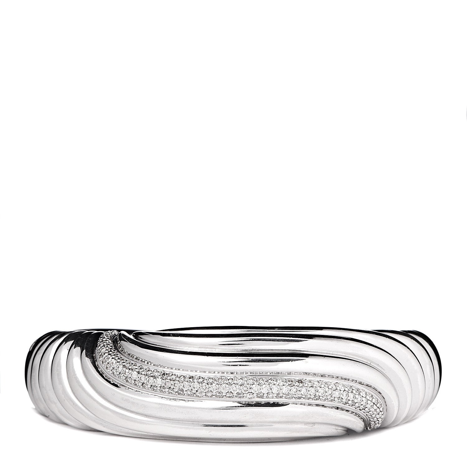 David Yurman Sterling Silver Diamond Hinge Cuff Bracelet 1 of 4